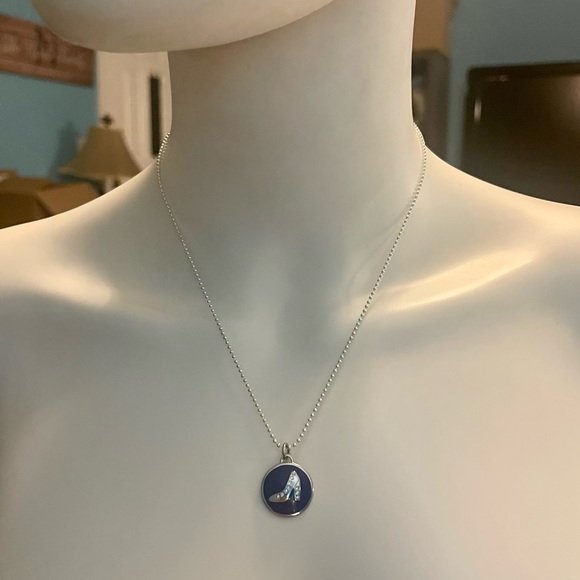 Coach Blue Enameled Crystal High Heel Pendant .925 Sterling Silver Necklace - Picture 4 of 7